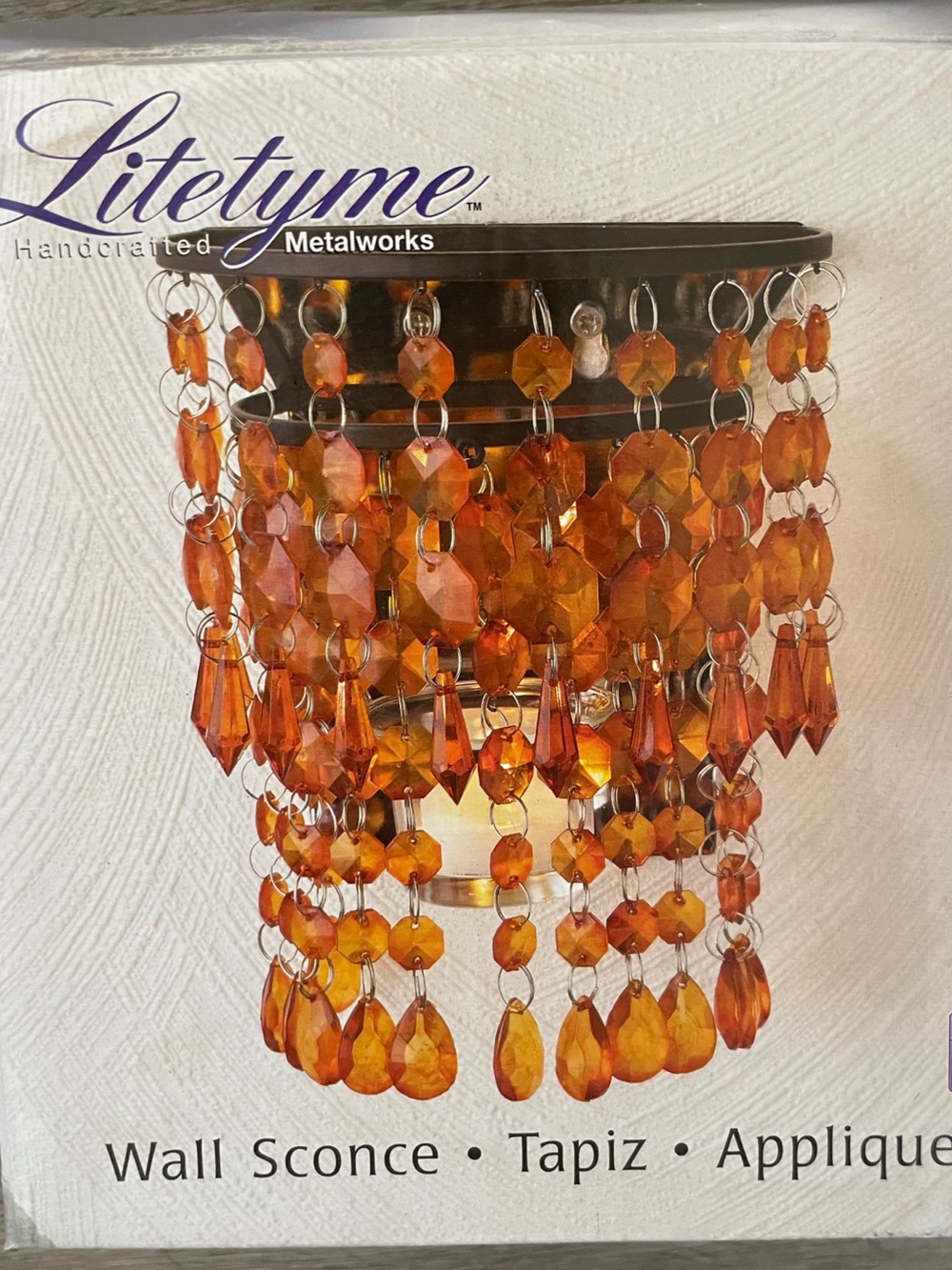 Vintage NIB Litetyme Waterfall Chandelier Crystal Prism Sconce